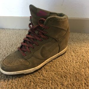 Nike Green Suede Wedge Sneakers